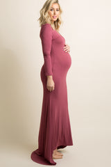 PinkBlush Mauve Long Sleeve Photoshoot Maternity Gown/Dress