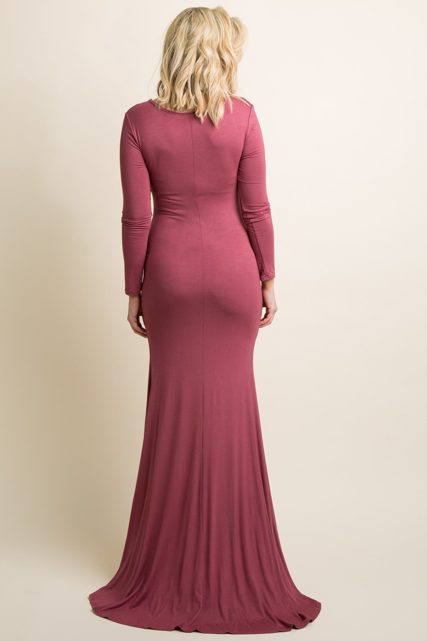 PinkBlush Mauve Long Sleeve Photoshoot Maternity Gown/Dress