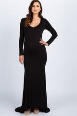 PinkBlush Black Long Sleeve Photoshoot Maternity Gown/Dress