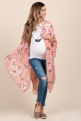 PinkBlush Pink Floral Chiffon Draped Maternity Cover Up