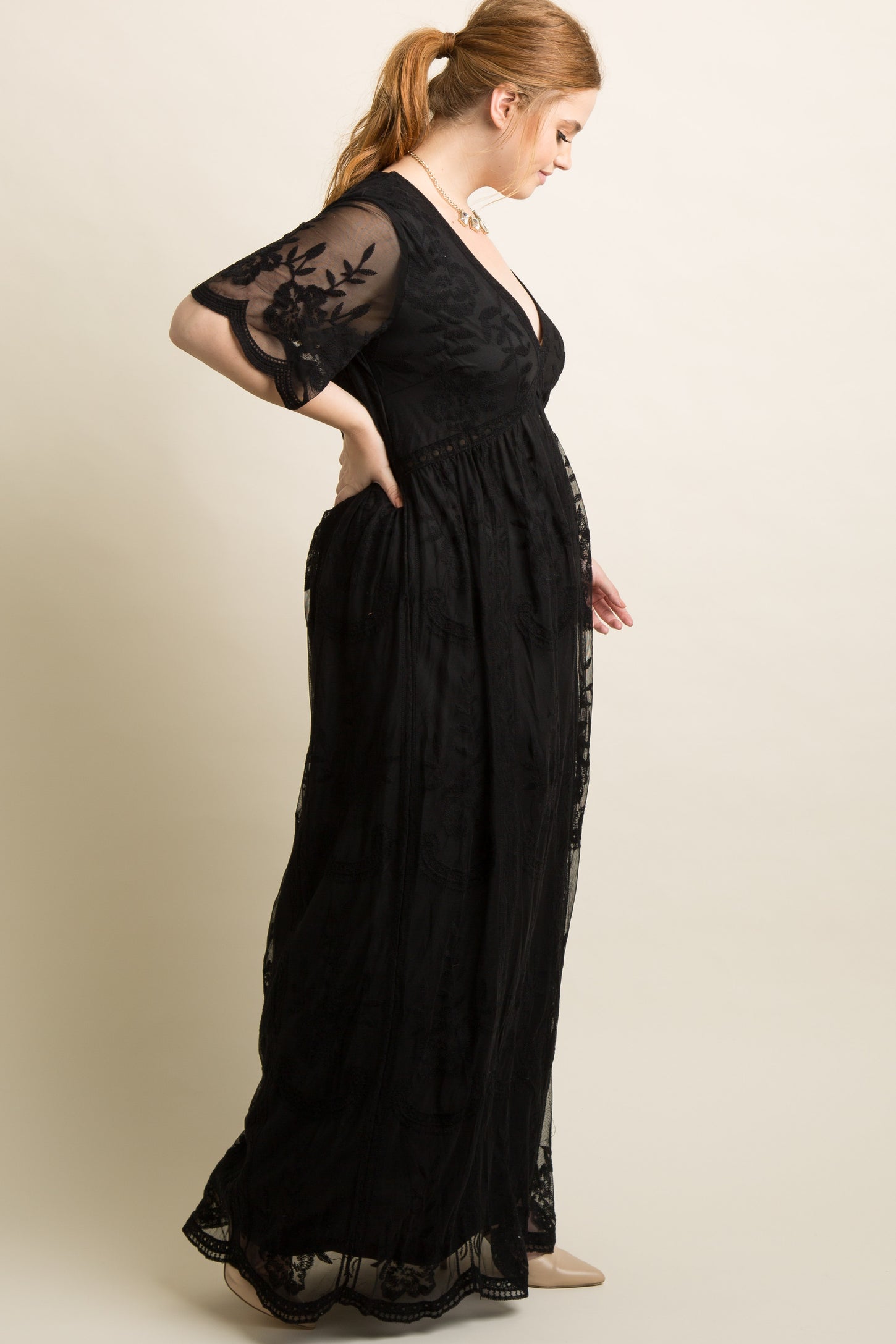 PinkBlush Black Lace Mesh Overlay Plus Maxi Dress PinkBlush Black Lace Mesh Overlay Plus Maxi Dress