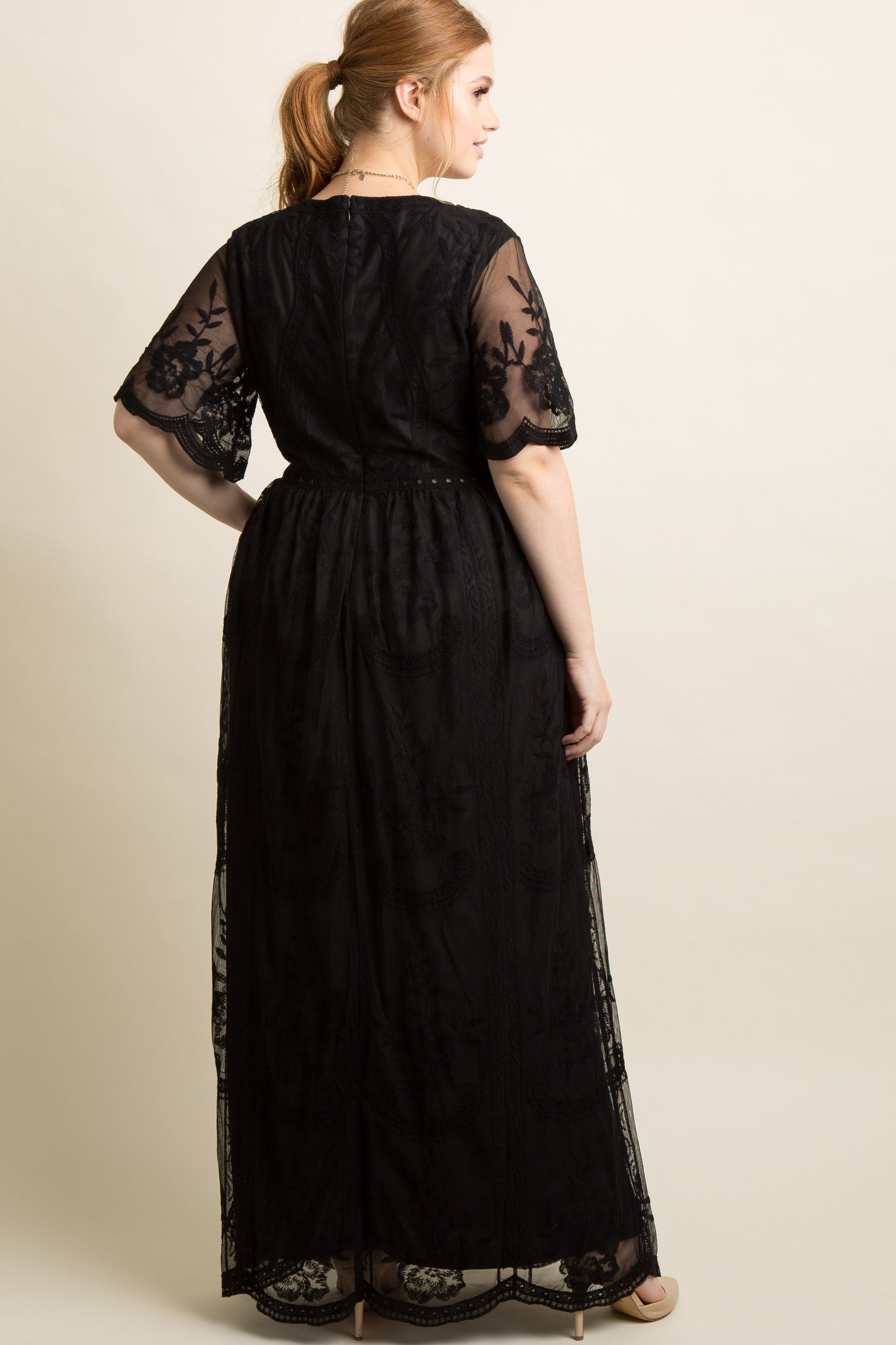 PinkBlush Black Lace Mesh Overlay Plus Maxi Dress PinkBlush Black Lace Mesh Overlay Plus Maxi Dress