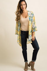 PinkBlush Yellow Floral Chiffon Bell Sleeve Cover Up