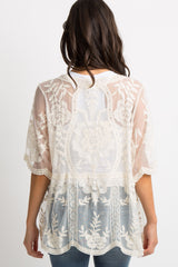 Ivory Scalloped Lace Mesh Cover Up
