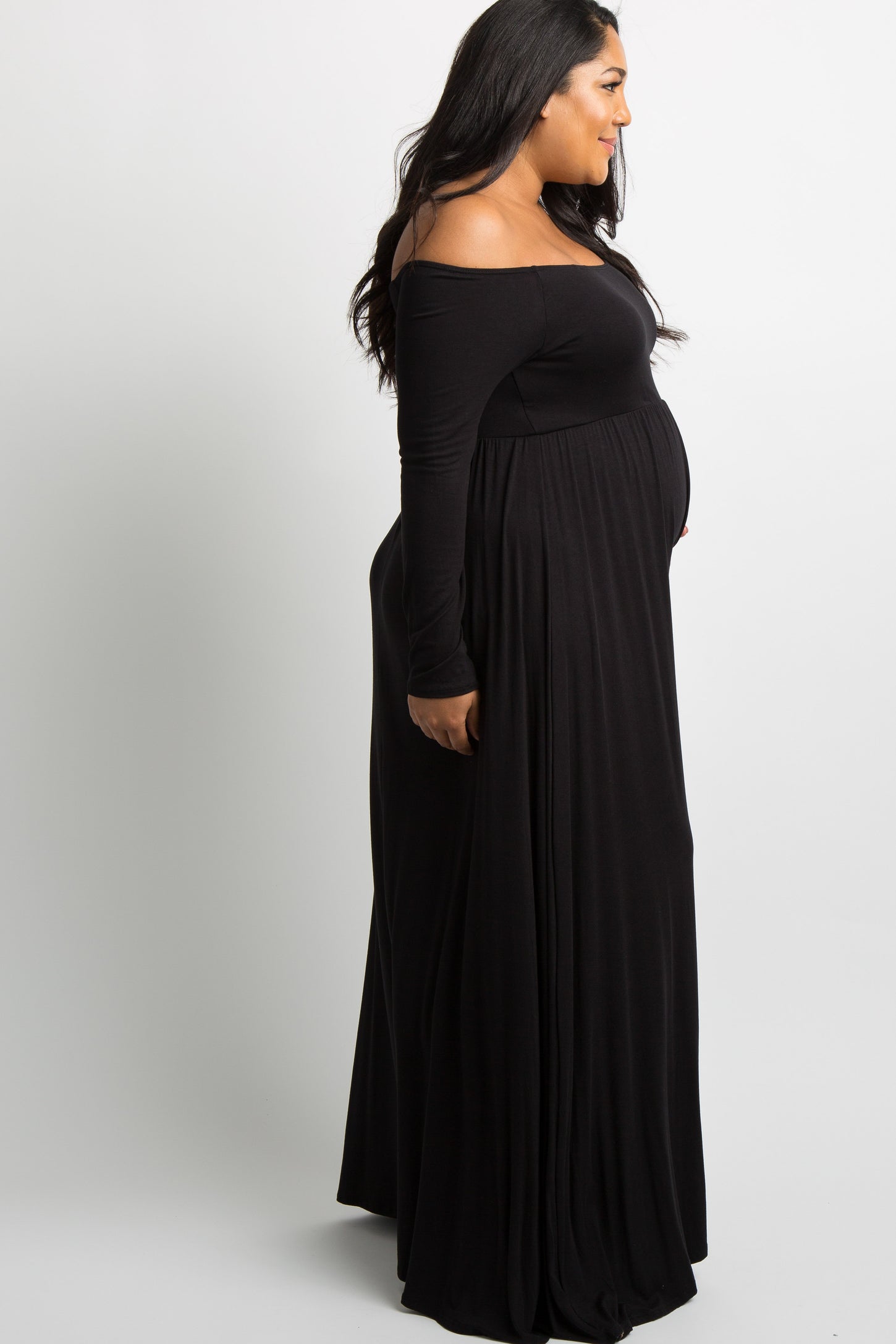 pink blush black dress PinkBlush Black Off Shoulder Wrap Maternity Photoshoot Gown/Dress Medium