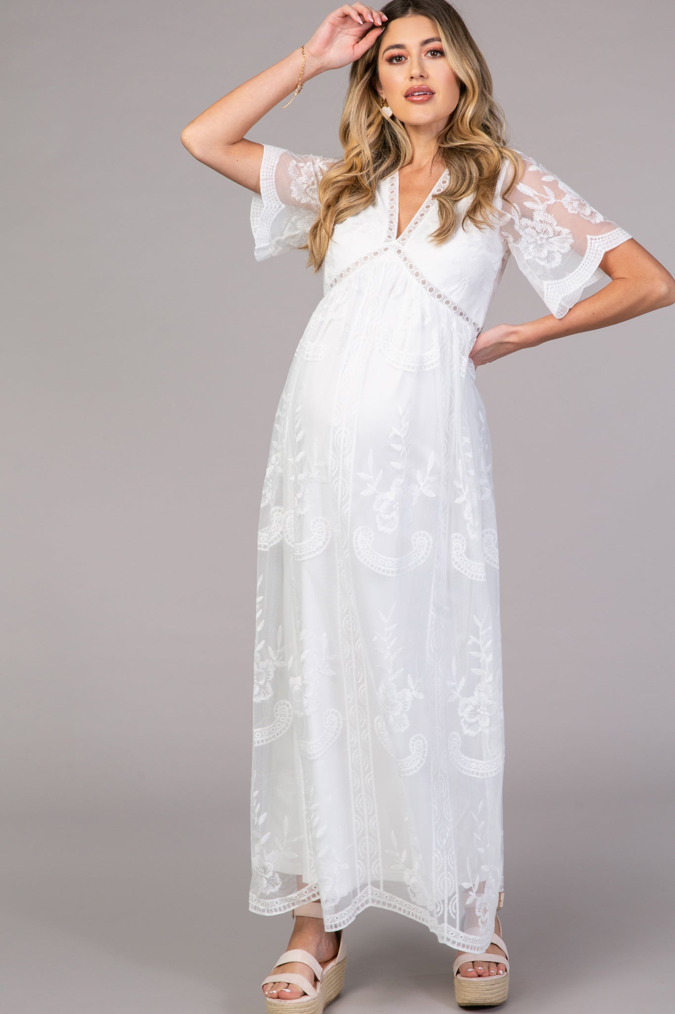 Blush Lace Maternity Cocktail Dress | Seraphine