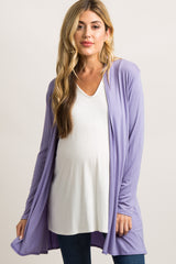 Lavender Solid Maternity Cardigan