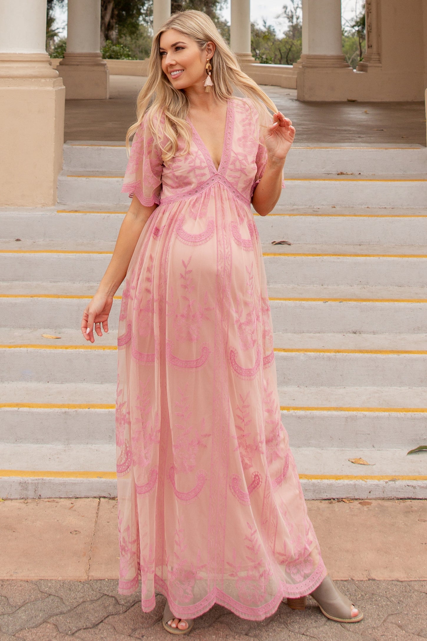 Sleeveless Gown - Lace Maternity Photoshoot Dress – Lil Stuart