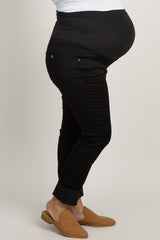 Black Basic Maternity Plus Pants