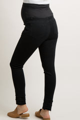 Black Layered Frayed Hem Maternity Jeans