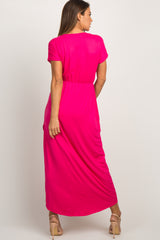 Fuchsia Short Sleeve Maxi Dress