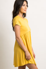PinkBlush Yellow Solid Crochet Trim Shift Dress