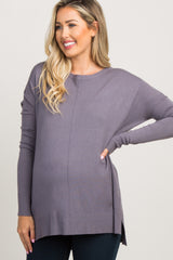 Purple Knit Dolman Sleeve Maternity Top