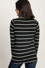 Black Striped Knotted Top