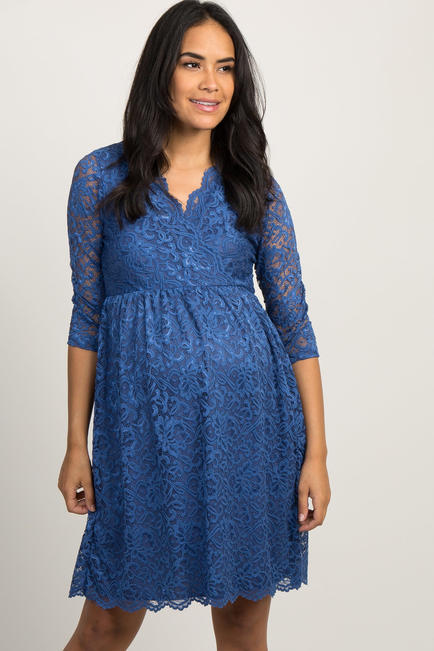 pinkblush blue lace maternity dress PinkBlush Blue Lace Overlay Maternity Maxi Dress