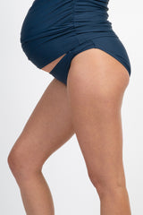Navy Blue Solid Basic Maternity Bikini Bottoms