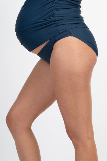 Navy Blue Solid Basic Maternity Bikini Bottoms
