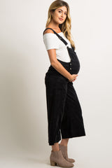 Black Corduroy Pocket Front Maternity Overalls