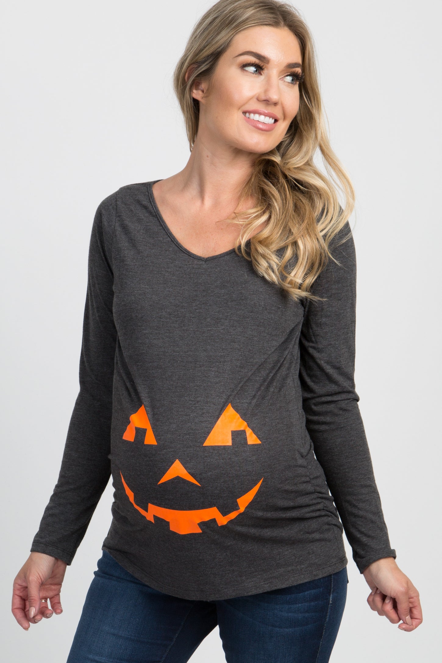 Charcoal Grey Halloween Graphic Maternity Top