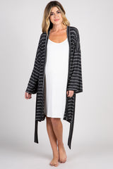 PinkBlush Charcoal Heather Striped Delivery/ Nursing Maternity Robe