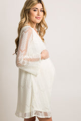 Tall Ivory Chevron Mesh Overlay Maternity Dress