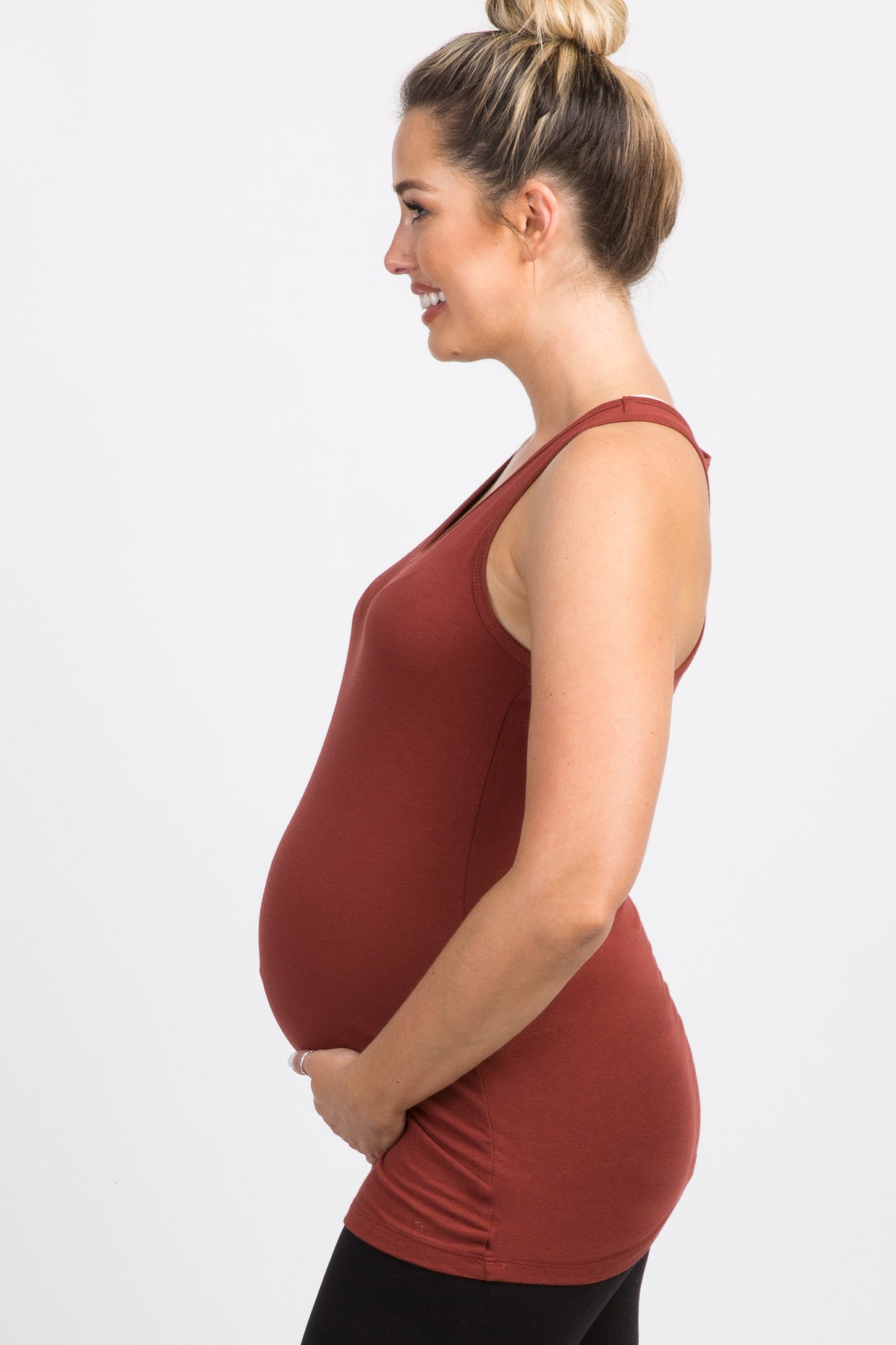 Rust Fitted Maternity Tank Top