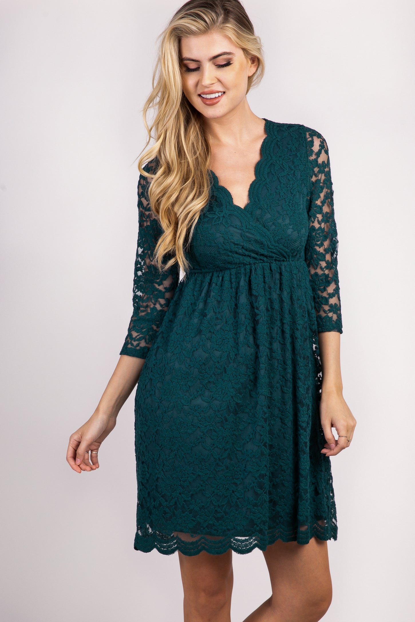 Forest Dress– Wrap Overlay Lace PinkBlush Green