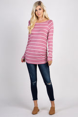 Mauve Striped Ruched Top