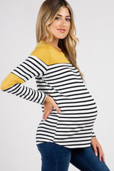 PinkBlush Mustard Striped Colorblock Maternity Top