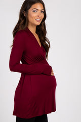 PinkBlush Burgundy Long Sleeve Maternity/Nursing Top