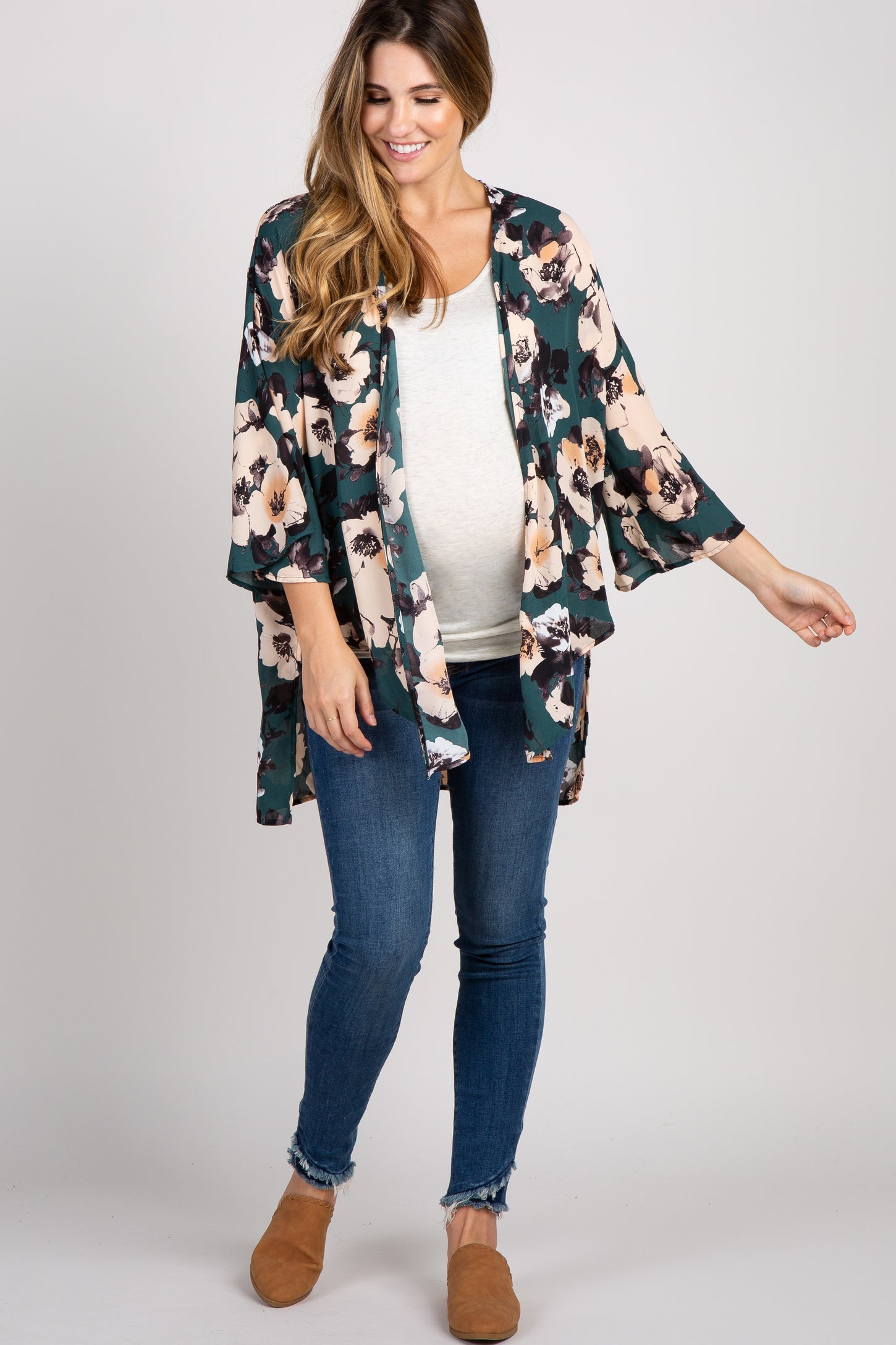 PinkBlush Green Floral Chiffon Maternity Cover Up