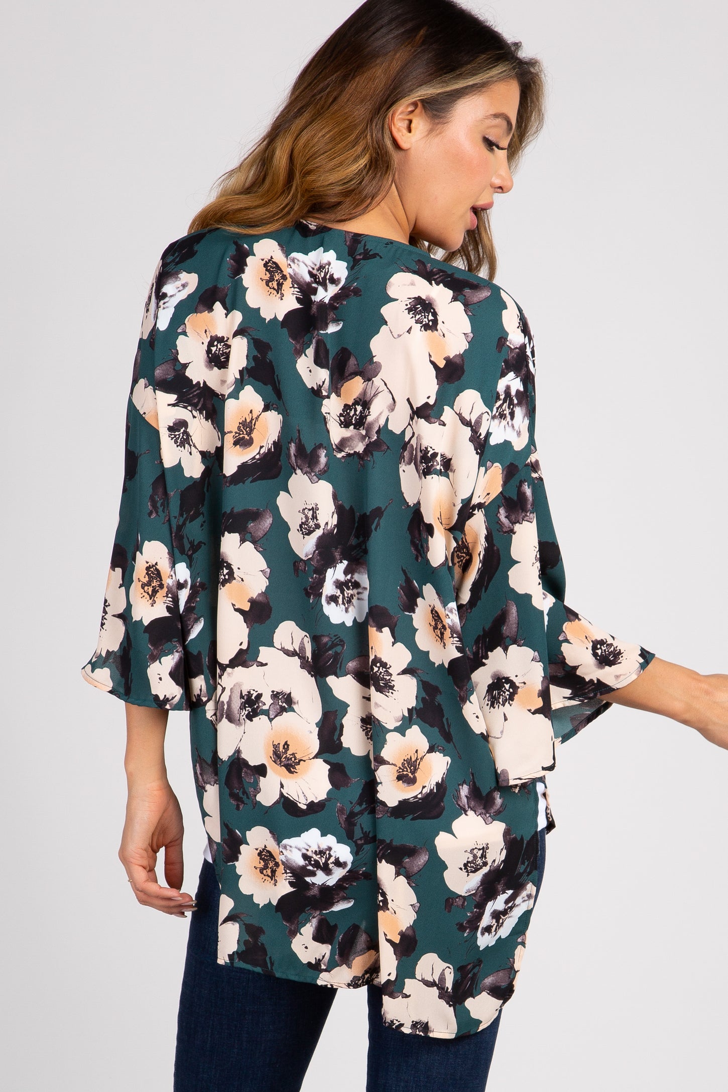 PinkBlush Green Floral Chiffon Cover Up