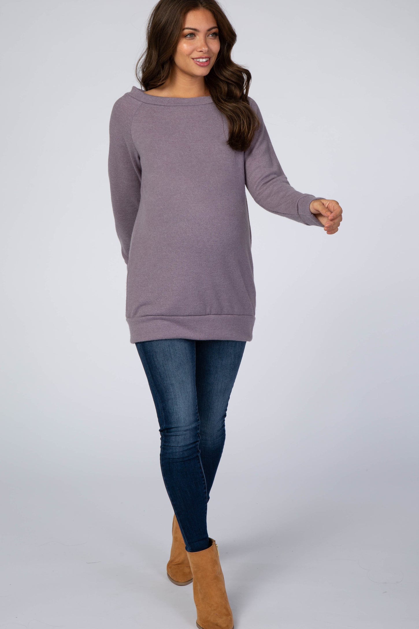 Purple Basic Maternity Sweater