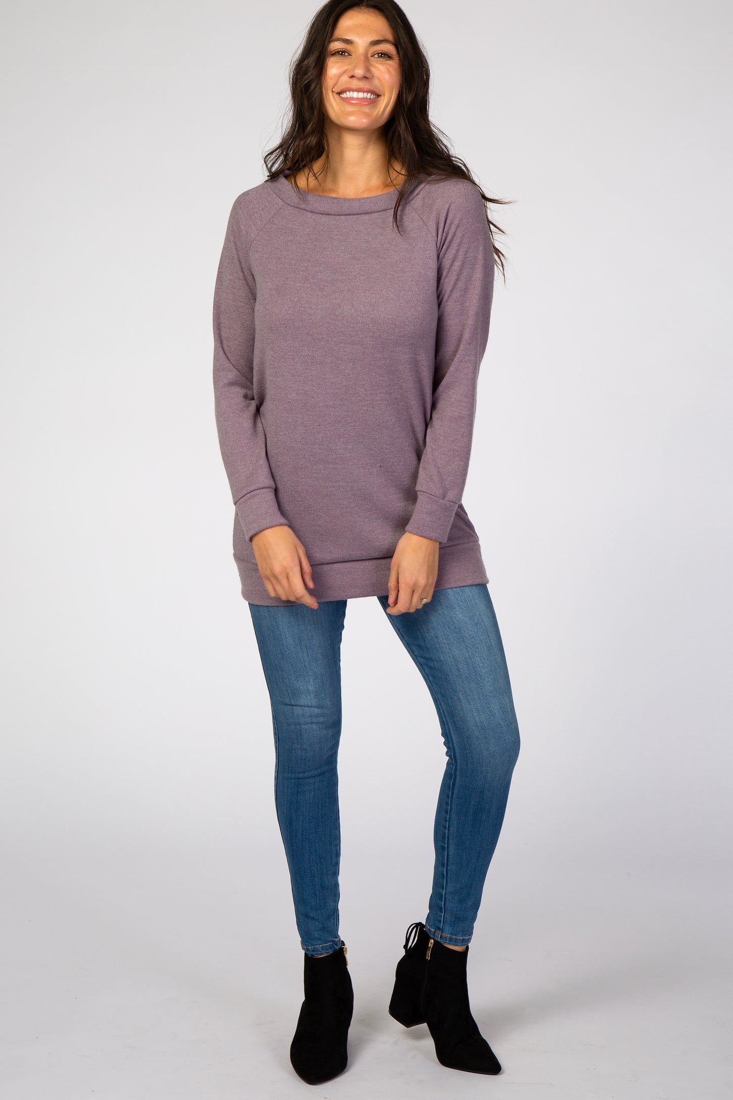 Purple Basic Long Sleeve Sweater