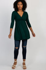 PinkBlush Forest Green Draped Front 3/4 Sleeve Nursing Top