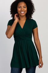PinkBlush Forest Green Draped Front Nursing Top