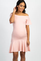 Light Pink Off Shoulder Mermaid Maternity Dress