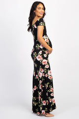 PinkBlush Black Rose Off Shoulder Wrap Maternity Photoshoot Gown/Dress