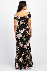 PinkBlush Black Rose Off Shoulder Wrap Maternity Photoshoot Gown/Dress