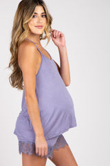 PinkBlush Lavender Lace Trim Maternity Short Pajama Set
