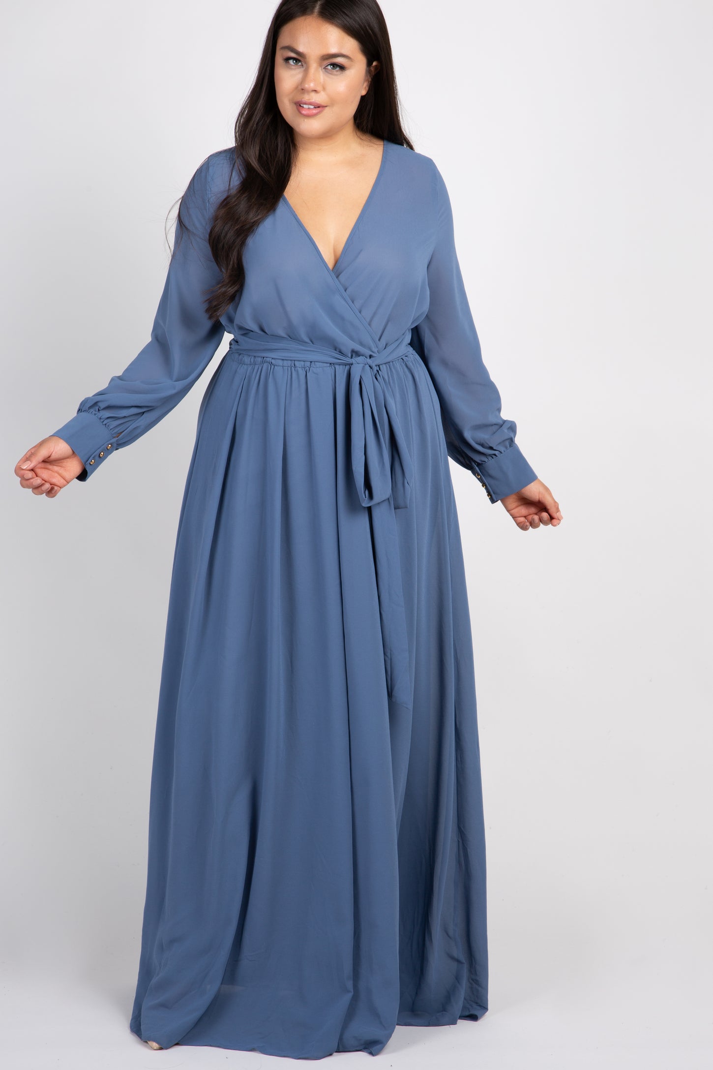 chiffon long sleeve pleated maternity maxi dress Black Chiffon Long Sleeve Pleated Plus Maternity Maxi Dress PinkBlush