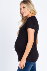 Black Maternity Nursing Short Sleeve Top