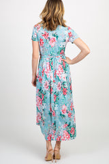 Mint Floral Hi-Low Wrap Dress