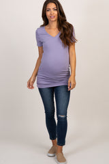 PinkBlush Lavender Ruched Short Sleeve Maternity Top