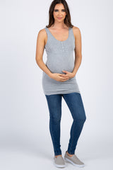PinkBlush Heather Grey Button Accent Maternity Tank Top