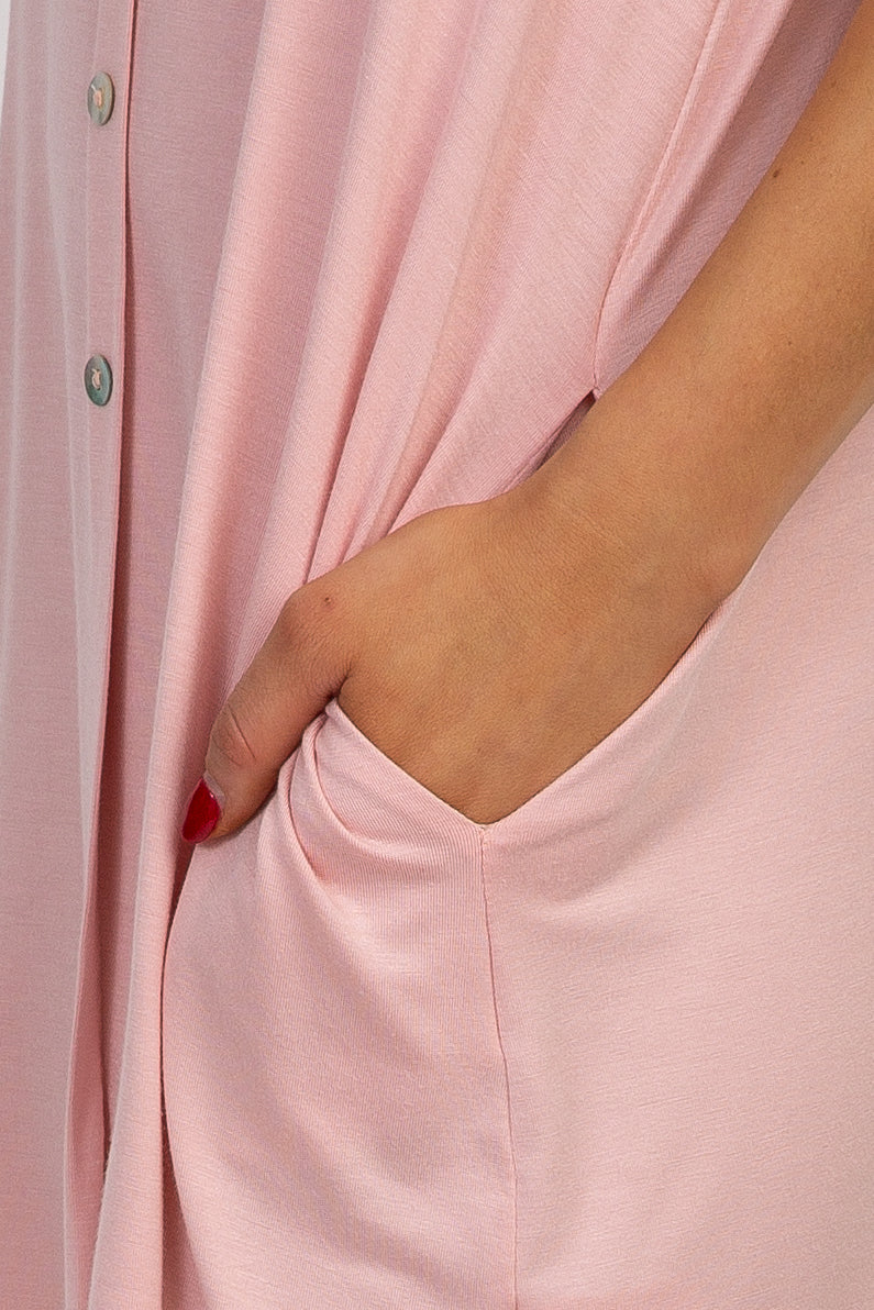 PinkBlush Pink Button Front Sleep Dress