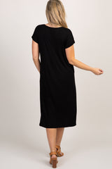 Black Short Sleeve Knot Maternity Dress