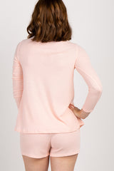 Light Pink Waffle Knit Button Front Pajama Set