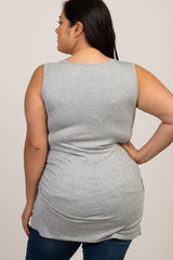 PinkBlush Heather Grey Ruched Fitted Plus Maternity Tank Top