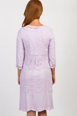 Lavender 3/4 Sleeve Lace Dress